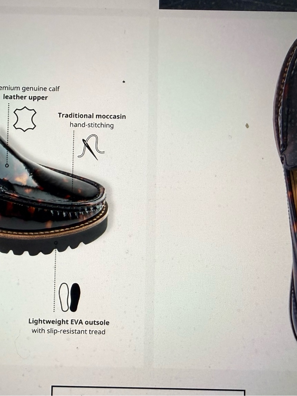 Women’s tortoise shell Patent Leather Lug-Sole Loafers 8.5 - Picture 4 of 6